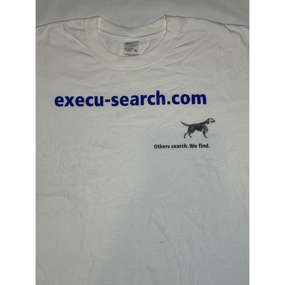 Vintage Execu-search.com Promo T Shirt “Other Search. We Find” Dog Tee Y2K White - Picture 2 of 5